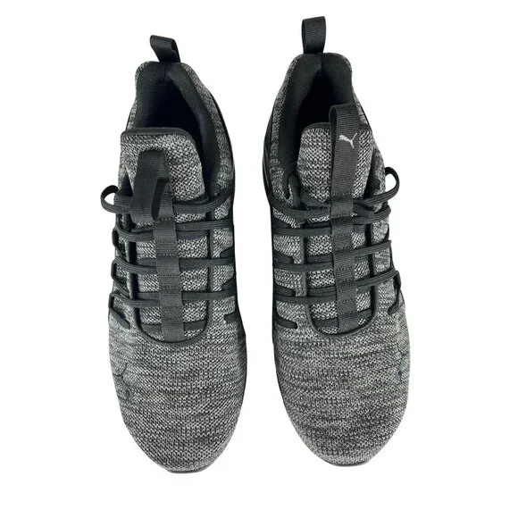 Puma Men’s Athletic Sneakers US 11.5 Gray Knit Lace-Up Running Shoes
